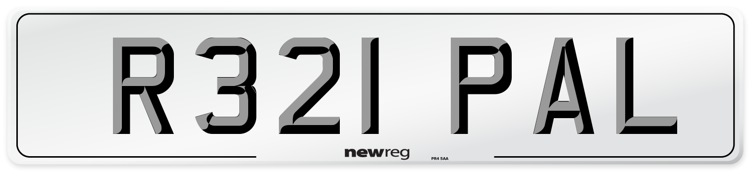 R321 PAL Number Plate from New Reg